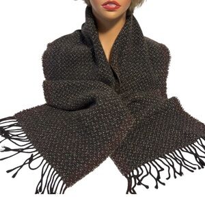 JOS. A BANK Cashmere & Wool Fringed Chinky Wine Scarf EUC Like New Granola